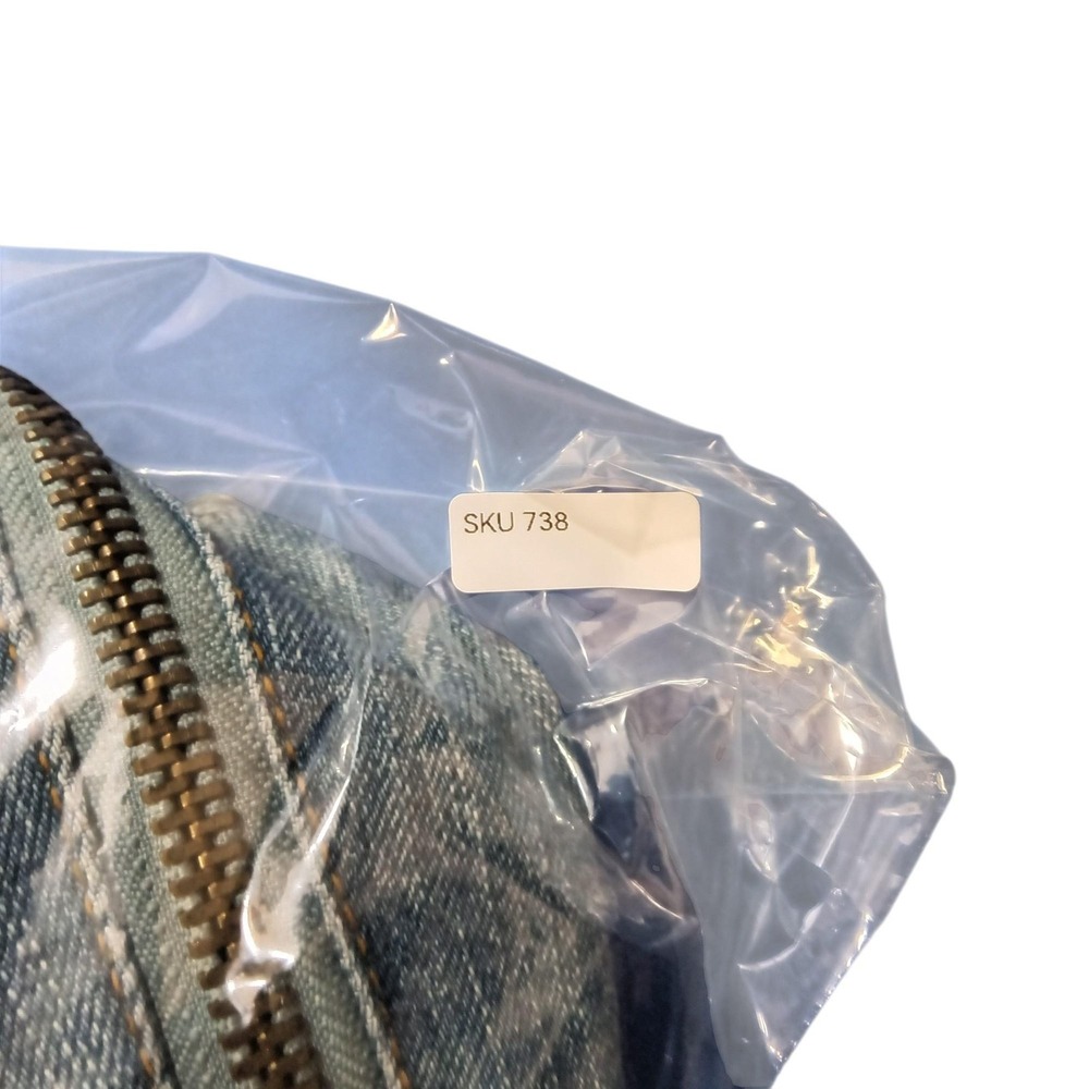 Y2K One Spo Distressed Denim Mini Skirt Womens Small Blue Zipper Grunge‎ Raw Hem - Picture 8 of 8